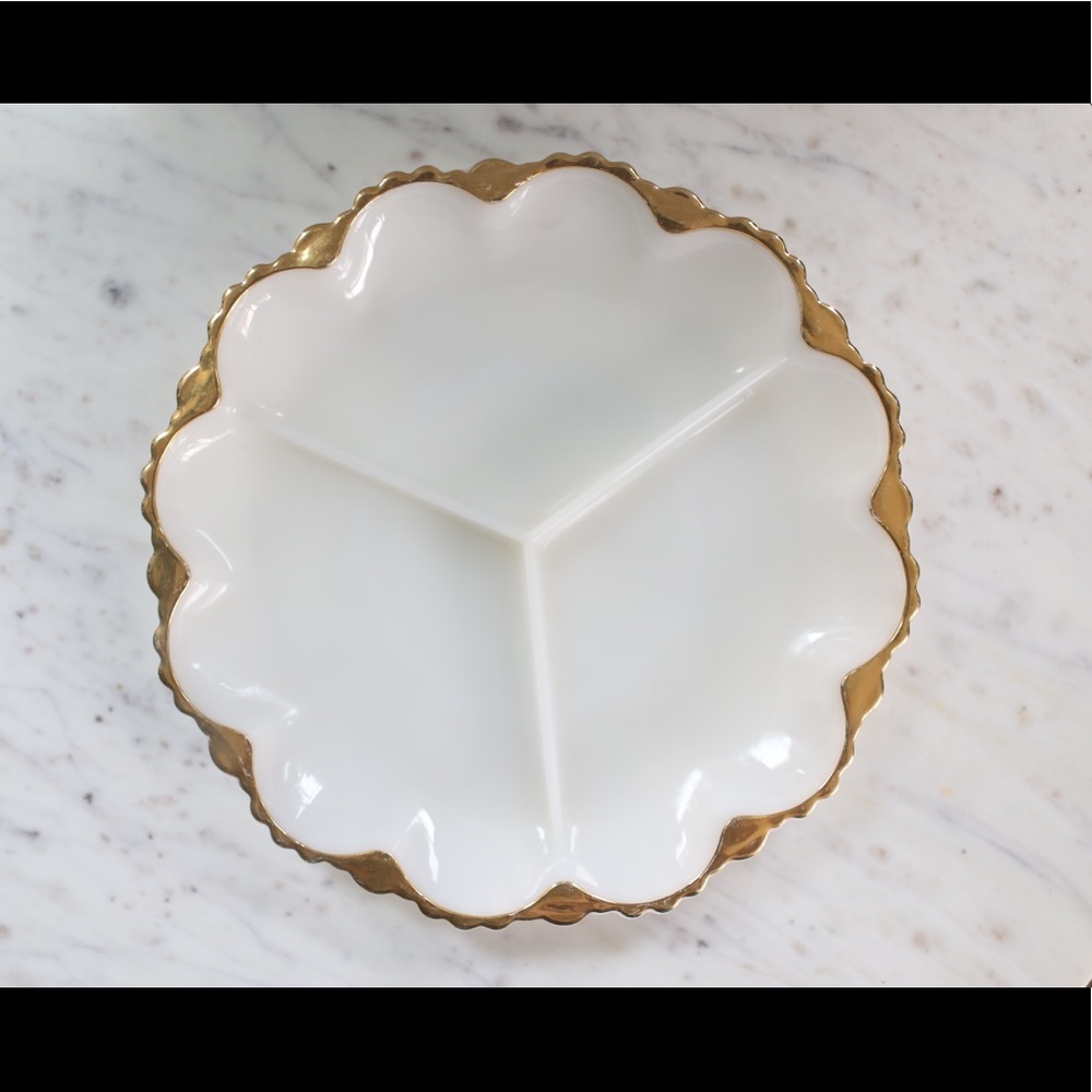 Vintage white and gold serving tray